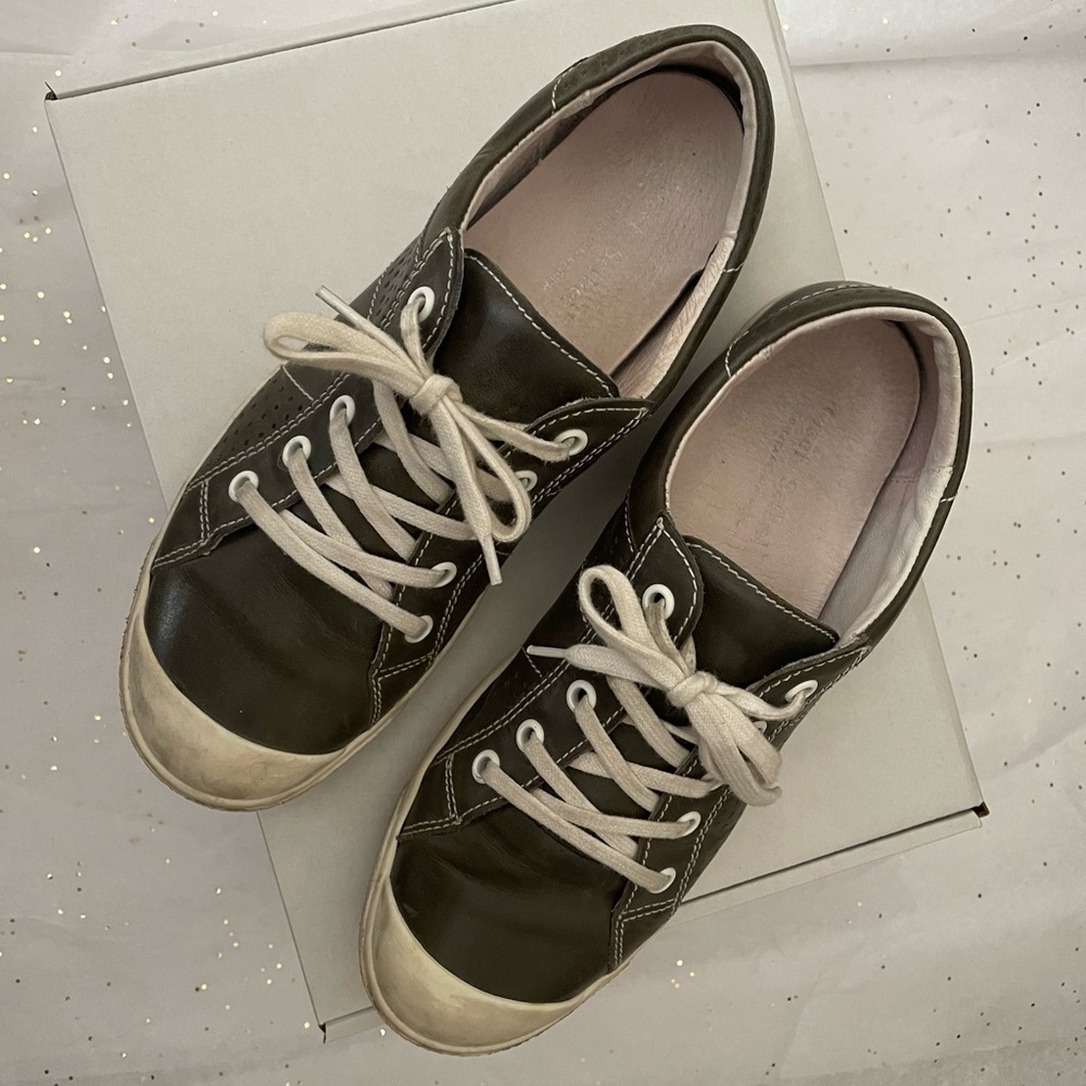 Josef Seibel Black and White Leather Sneakers